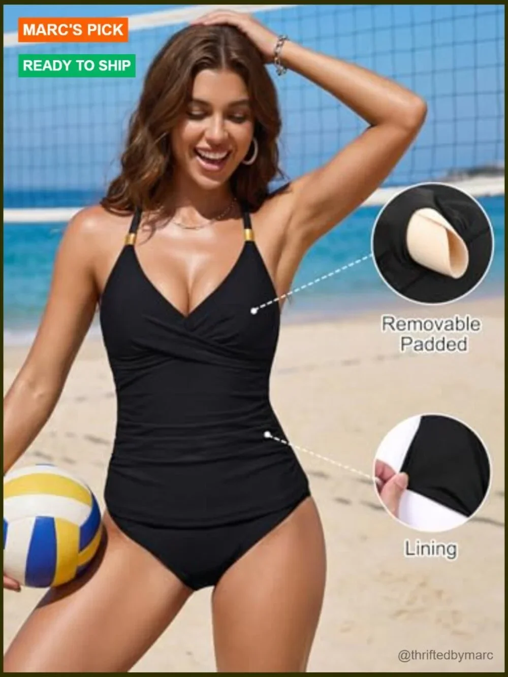 V-Neck Tankini Top Tummy Control Ruched Modest Swim Top Sleeveless
